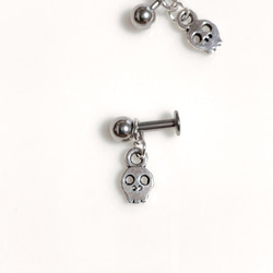 ミニチュア スカル チャーム ボディピアス 小ぶり 片耳 14G 16G 18G