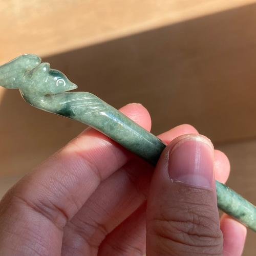 本翡翠置物 ミャンマー産 無含浸 無着色 白鳥 限定品 一点物 | FARBE