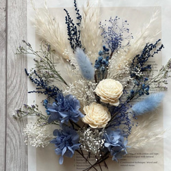 ヘッドドレス　〜コバルトブルー&ホワイト〜　ウエディング/結婚式/成人式/卒業式 ドライフラワー 4枚目の画像