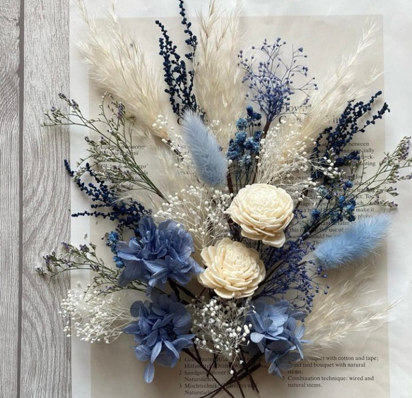 ヘッドドレス　〜コバルトブルー&ホワイト〜　ウエディング/結婚式/成人式/卒業式 ドライフラワー 4枚目の画像