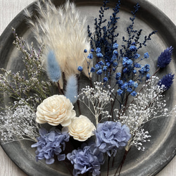 ヘッドドレス　〜コバルトブルー&ホワイト〜　ウエディング/結婚式/成人式/卒業式 ドライフラワー 10枚目の画像