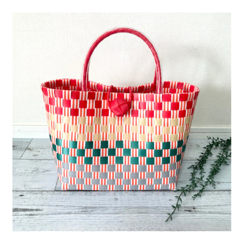 sakuramama　プラカゴ2点 プラカゴバッグ M 桜 満開 PPバンド ピンク 2way - 二色 | minne