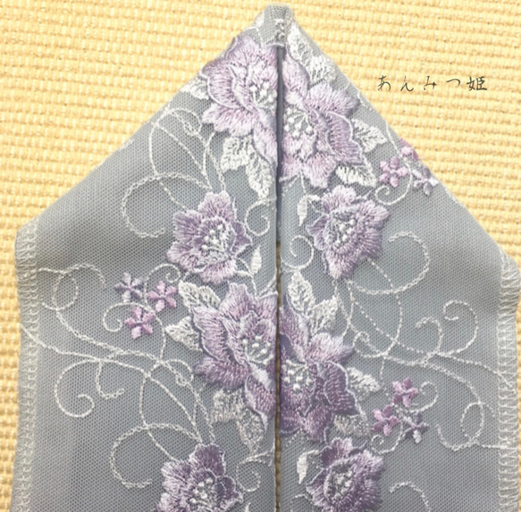 洗える刺繍半衿　くすみカラーの薔薇 7枚目の画像