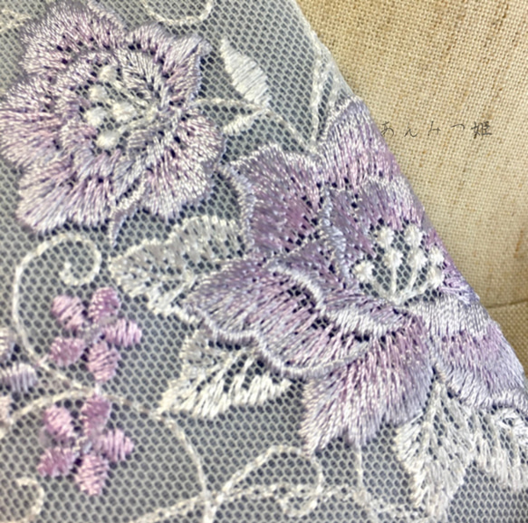 洗える刺繍半衿　くすみカラーの薔薇 5枚目の画像