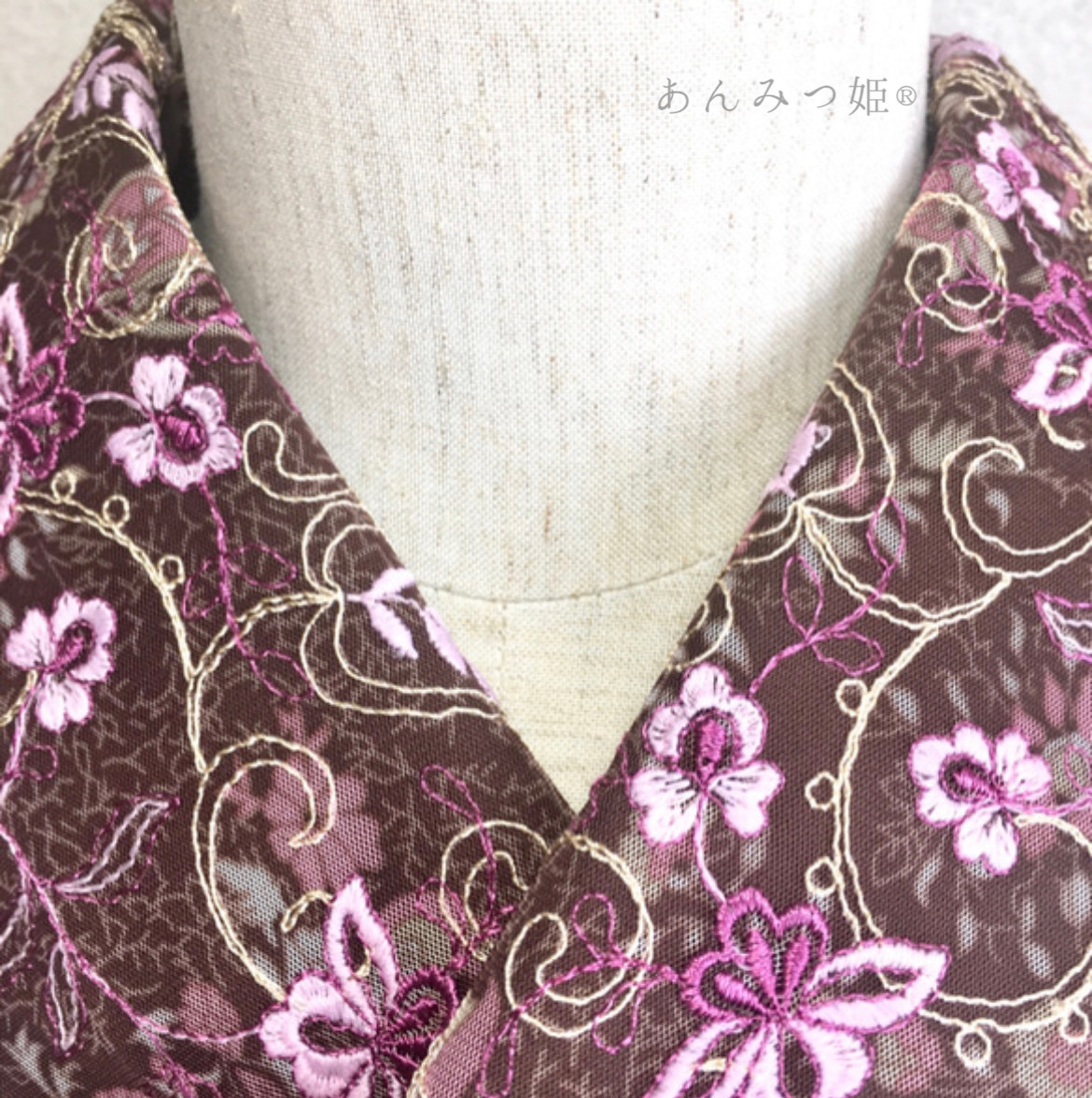 Agogopresbyhospital - 洗える刺繍半衿 秋桜色のお花刺繍【ラスト 