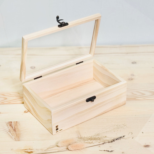 シンプルな透明蓋付き木箱 No.1 [23 x 15 x 8.7] - あなたの家に