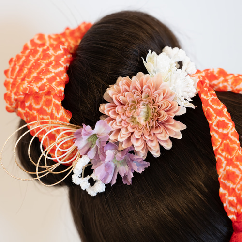 七五三/前撮り髪飾りピンクB】鹿の子（かのこ）ちんころ＆タッセル付き