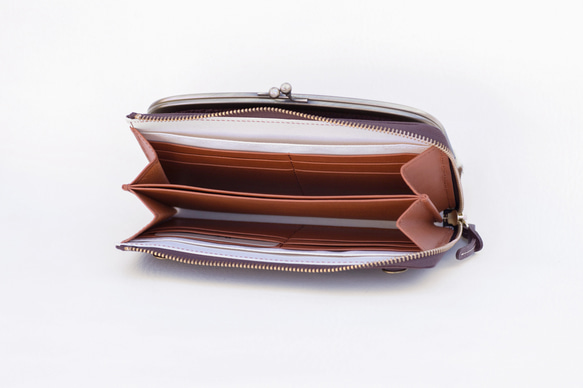 【人とは被らない】ゼブラ×ブラウン　ハラコ　お財布ショルダー　レディース　がま口　お財布ポシェット　aw-17nch 6枚目の画像