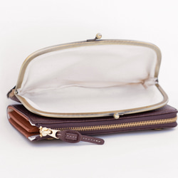 【人とは被らない】ゼブラ×ブラウン　ハラコ　お財布ショルダー　レディース　がま口　お財布ポシェット　aw-17nch 5枚目の画像