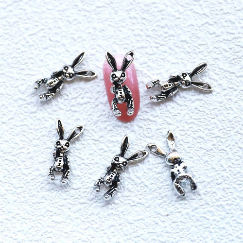 ネイルパーツ 2個 兎 うさぎ ウサギ チャーム ペンダント デコパーツ 