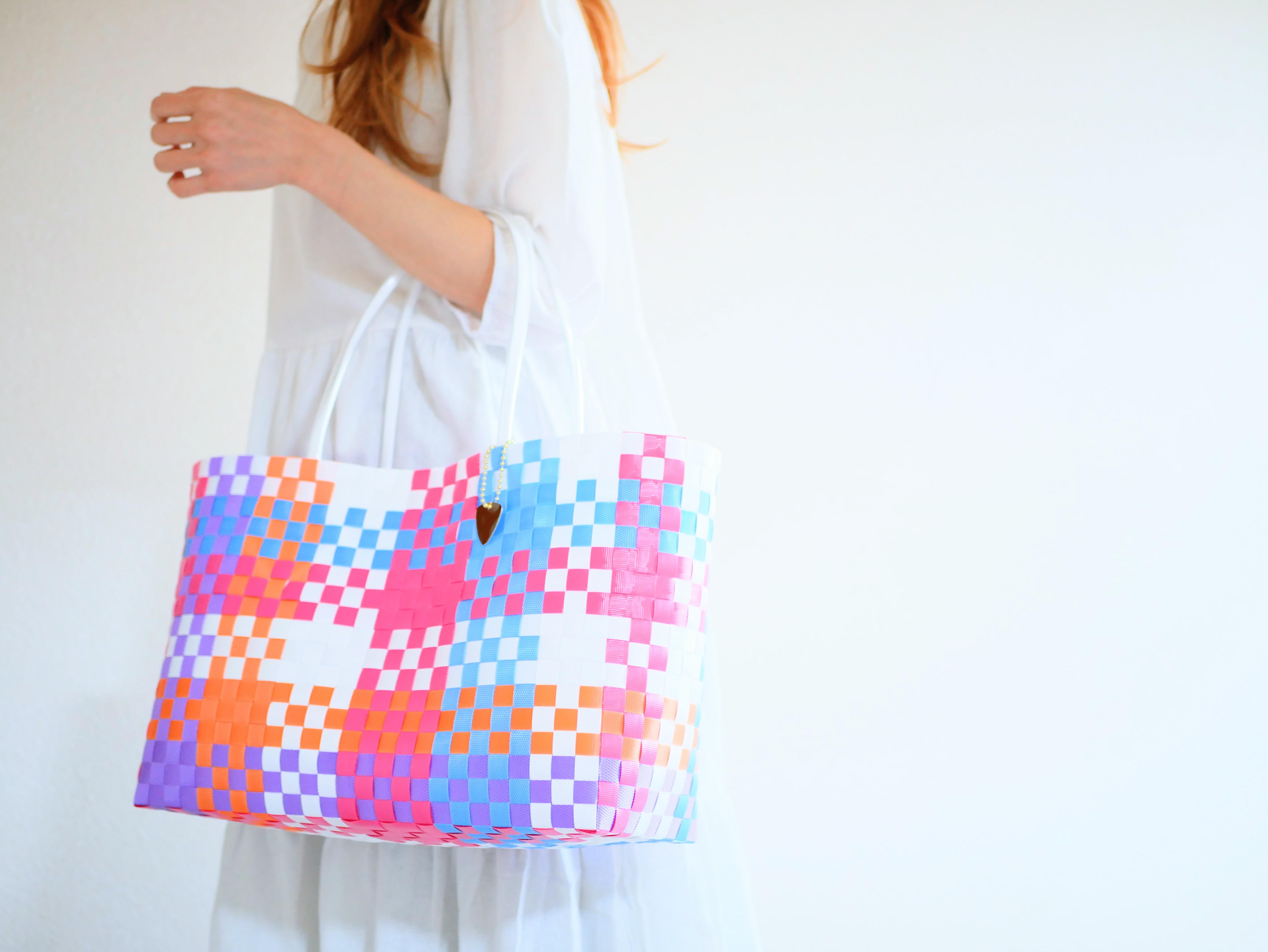 【特集・読みもの掲載】2022年1番人気デザイン！ゼリービーンズLL　B4サイズ　2WAYプラカゴバッグ　マルシェバッグ