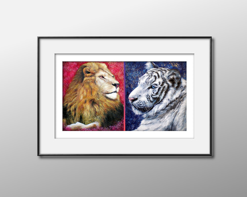 獅子┊虎 】インテリア 玄関 壁 絵 ヒーリング アート ポスター A4 A3