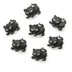 プラスチックボタン7個ブラックキャット JT 黒猫 くろねこ