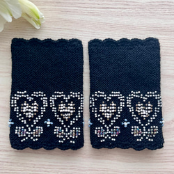 送料無料]ビーズニットのアームウォーマー・リストウォーマー