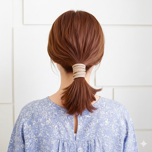 ♥️150【モカ ベージュ 】ワイヤーポニー 紐アレンジ ヘア