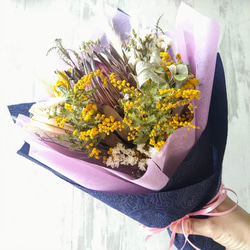 《ドライミモザスワッグ３０cm》yellow 母の日　送別会 プレゼント 誕生日 花束サプライズ 7枚目の画像