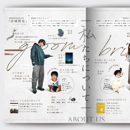 プロフィールブック《結婚式》［design番号81］（席次表やメニュー表