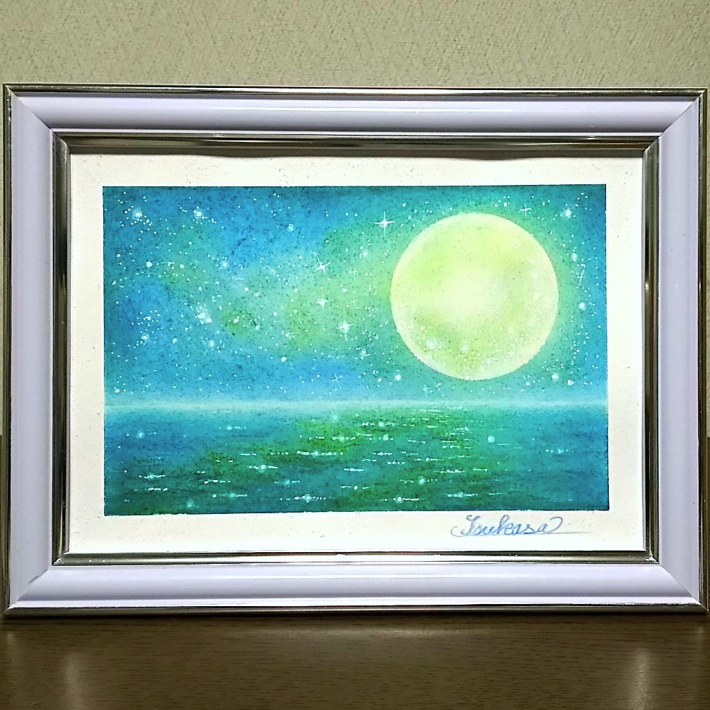 パステルアート 海辺の満月 パステル画原画 絵画 T's Arts 通販