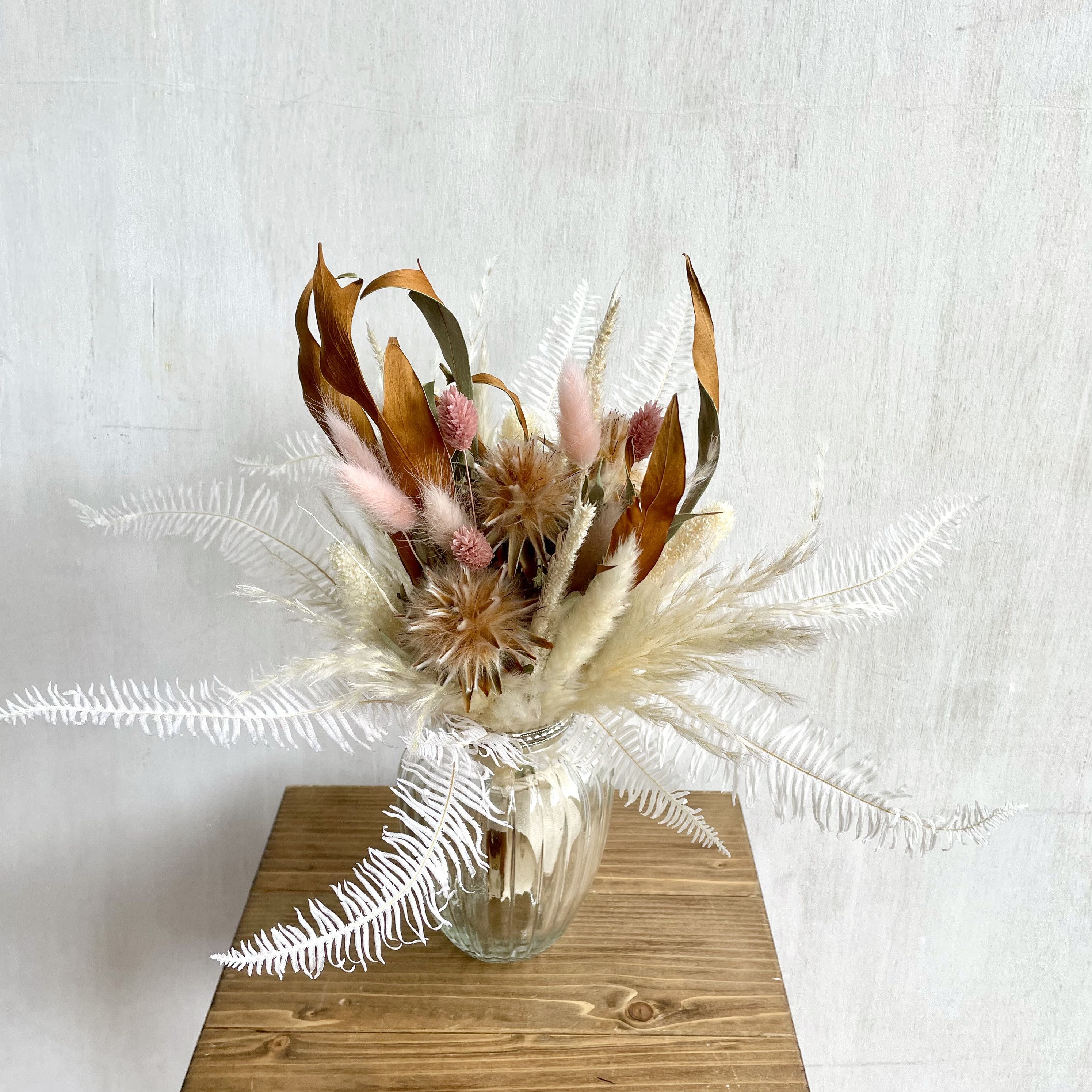 ドライフラワーブーケとフラワーベースセット / プルモーサム・パンパスグラス