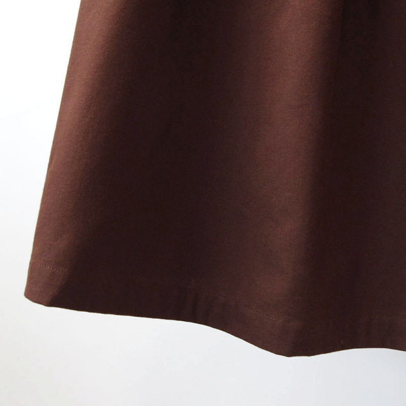 コットンビエラ ギャザースカート（チョコレートブラウン）ロング マキシ ポケット 7枚目の画像