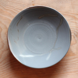 備前焼の２１ｃｍ深皿、パスタ皿、カレー皿（ブルーグレー） 4枚目の画像