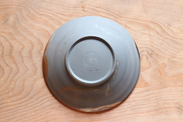 備前焼の２１ｃｍ深皿、パスタ皿、カレー皿（ブルーグレー） 5枚目の画像
