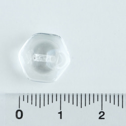 (3個) 12mm チェコ製 ヴィンテージ ガラスボタン 六角形　透明 ＊ ビンテージ 無色透明 5枚目の画像