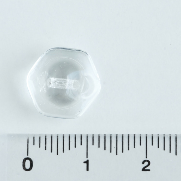 (3個) 12mm チェコ製 ヴィンテージ ガラスボタン 六角形　透明 ＊ ビンテージ 無色透明 5枚目の画像