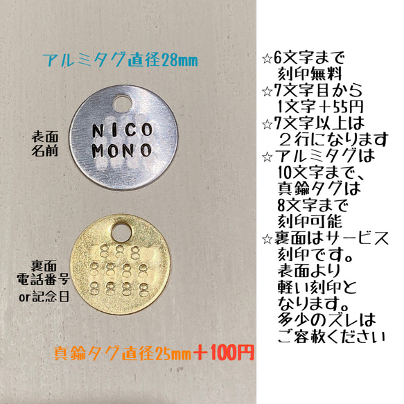 【再販】⭐︎赤の願い星⭐︎ ネームタグ付き星金具のレッドカラー犬用本革チョーカー　（迷子札→アルミor真鍮選択） 7枚目の画像