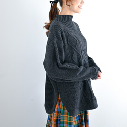 つつむ　手編みモヘアラウンドネックセーター●ツートーンmixダーク 376167d733e09d2f1df9308952c6c2