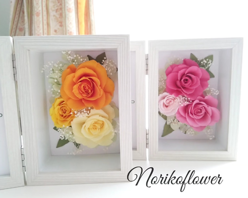 ローズの写真立て プリザーブドフラワー フラワーフォトフレーム