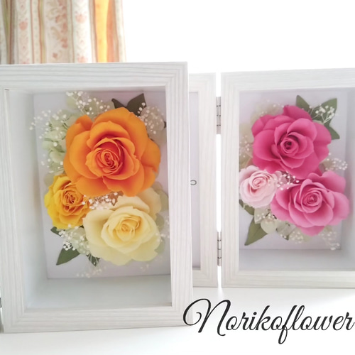 ローズの写真立て プリザーブドフラワー フラワーフォトフレーム L版  