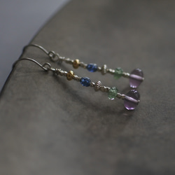 カレンシルバー　フローライト　グリーンカイヤナイト　ヴィンテージビーズのピアス（Silver925）orイヤリング 5枚目の画像