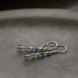 カレンシルバー　フローライト　グリーンカイヤナイト　ヴィンテージビーズのピアス（Silver925）orイヤリング 6枚目の画像