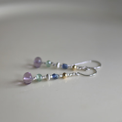 カレンシルバー　フローライト　グリーンカイヤナイト　ヴィンテージビーズのピアス（Silver925）orイヤリング 3枚目の画像