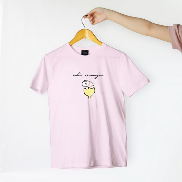 「エビマヨ」むきエビちゃんTシャツ 2枚目の画像
