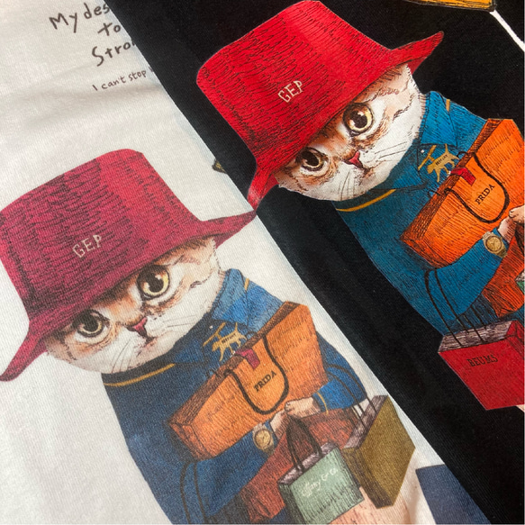 「物欲のあるネコ」コットンTシャツ/送料無料 10枚目の画像
