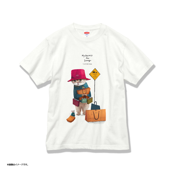 「物欲のあるネコ」コットンTシャツ/送料無料 3枚目の画像