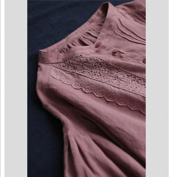 春の福袋 シャツ オーダー バンドカラーシャツ レース シャツ カシュクール ブラウス オーダー メイド シャツ 7枚目の画像