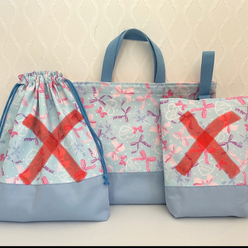 ラスト❗️リボンがいっぱい レッスンバッグのみ 可愛い 水色