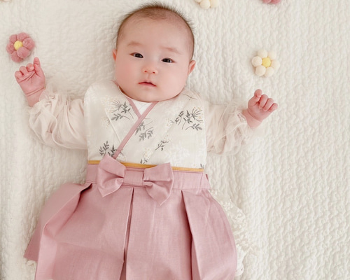 おめかしスタイ(生成 黒リボン) No．58-800 おめかし袴スタイ