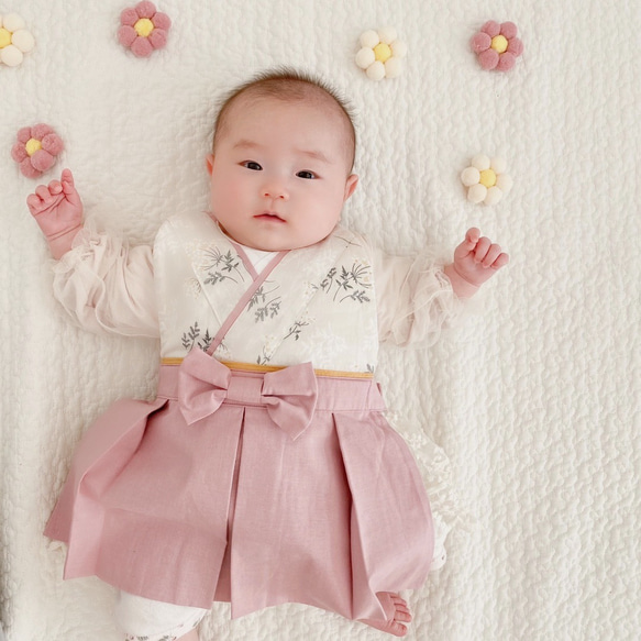chil2 ベビー スタイ よだれかけ 男の子 袴 千鳥 格子柄