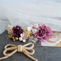 D32  紫　ダリアの髪飾り　成人式　卒業式　前撮り　結婚式　水引 4枚目の画像