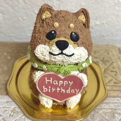 黒柴犬の立体ケーキ　誕生日や記念日に　ドンムルケーキ　しば ケーキ　＜※ご希望のお届けお日にち•時間帯をご指定下さい＞ 1枚目の画像