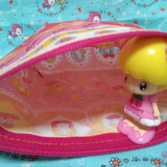 ラミネート　おとめちっくレトロガール♥昭和レトロ♥少女漫画　ファスナーポーチ　乙女　パッチワーク風　キャンディ 11枚目の画像