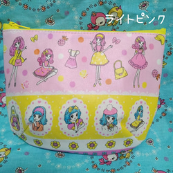 ラミネート　おとめちっくレトロガール♥昭和レトロ♥少女漫画　ファスナーポーチ　乙女　パッチワーク風　キャンディ 8枚目の画像