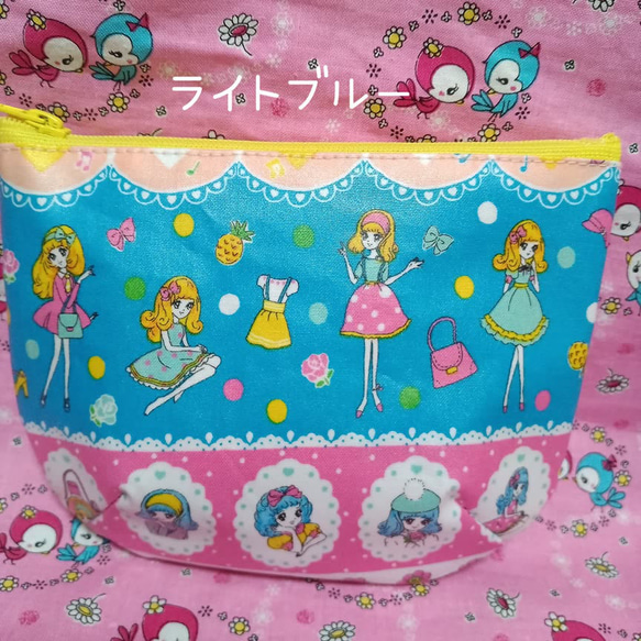 ラミネート　おとめちっくレトロガール♥昭和レトロ♥少女漫画　ファスナーポーチ　乙女　パッチワーク風　キャンディ 6枚目の画像
