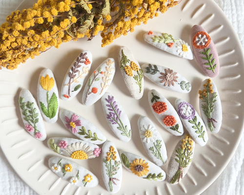 ❁.受注制作専用❁.刺繍パッチンピン パッチンピン ヘアアクセサリー