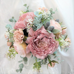 モーブピンク の バラ と 小花 の ウェディングブーケ ns723 アーティフィシャルフラワー 4枚目の画像