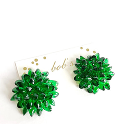 【bob's popular】揺れる emerald green Dahlia pierce/earring＊large 3枚目の画像